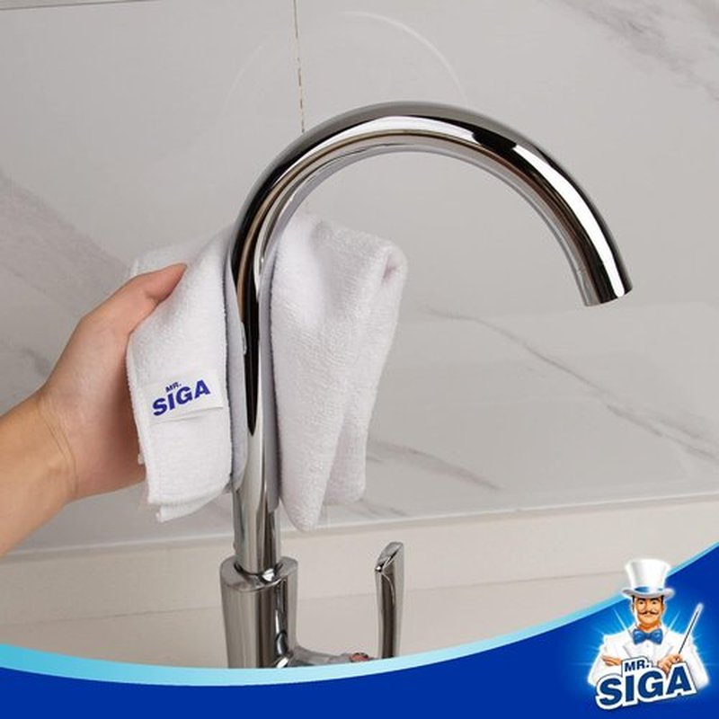 MR.SIGA Microfiber Cleaning Cloths - All-Purpose Streak-Free Towels, Pack of 12, White, 32 x 32 cm