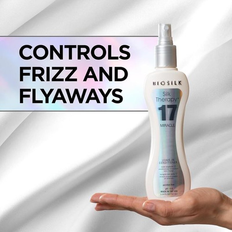 BioSilk Silk Therapy Miracle 17 - Leave-In Conditioner for Dry & Damaged Hair | Hydrates, Adds Shine & Controls Frizz | 5.64 Oz