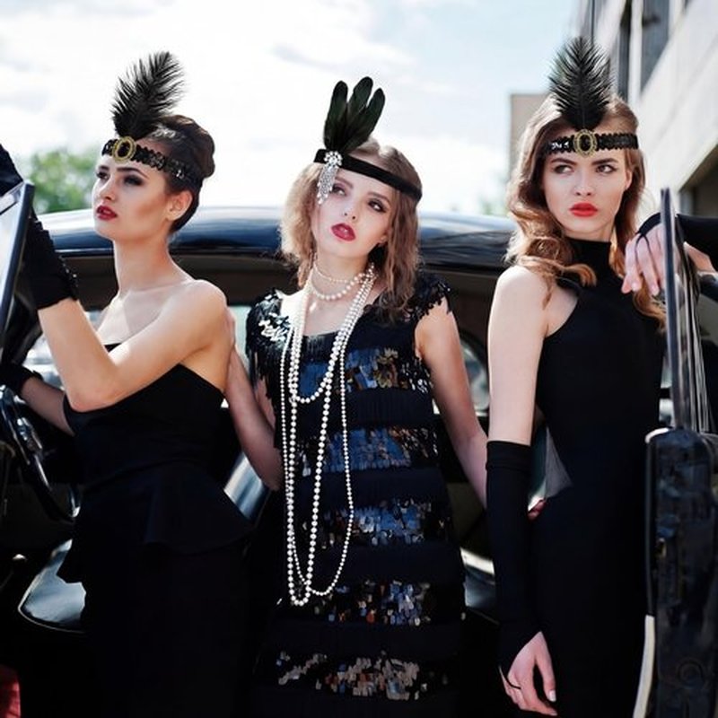 Ceenna 24 Pieces 1920s Flapper Headband Black Feather Headband Costume Flapper Headpiece 20s Rhinestone Hair Accessory for Women