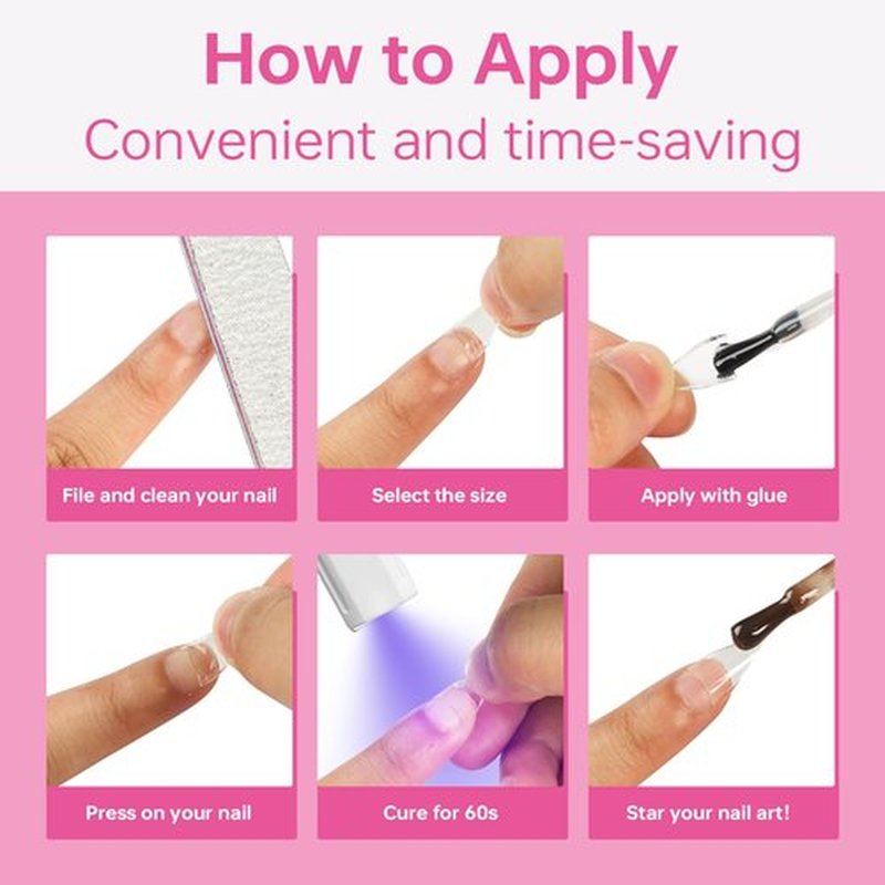 BXKM 504 Pcs Short Stiletto Nail Tips, 12 Sizes Pre-shape Gel Acrylic Clear Half Cover Fake Nail Tips for Extension Home DIY Salon