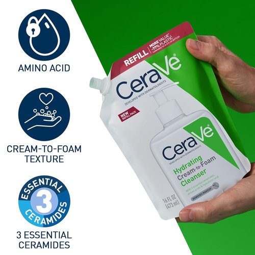 CeraVe Hydrating Foaming Cleanser - Makeup Remover for Dry Skin | Fragrance-Free, 16 oz Refill