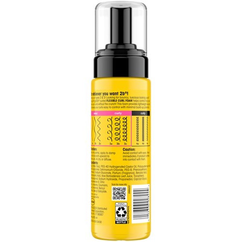 Got2B Curled Flexible Curl Foam, 6.7 Fl Oz, Hair Mousse for Frizz Control and Heat Protection, Lightweight Hold, No-Crunch Definition for Wavy & Curly Hair Styling, Aloe Vera & Vitamin E Infused