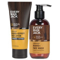 Every Man Jack Men's Beard + Face Wash & Scruff Face Lotion Set - Subtle Sandalwood Scent - Naturally Cleanse, Hydrate, and Soothe Your Beard & Skin