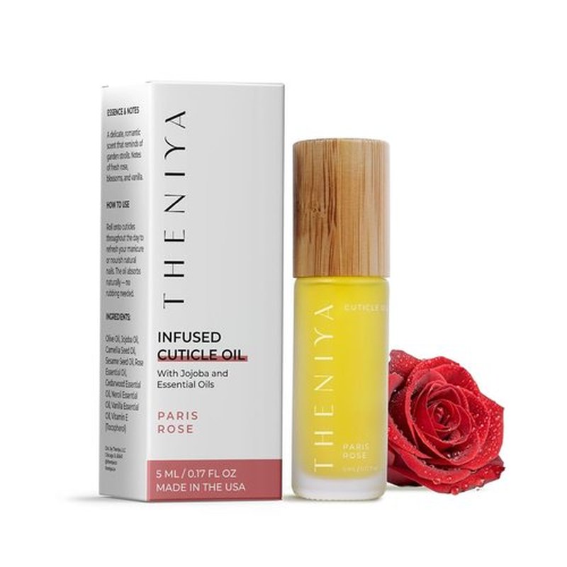 Regine Switzerland Cuticle Oil - Hydrating Vegan Formula with Jojoba & Vitamin E | 5mL Roll-On (Rose Fragrance)