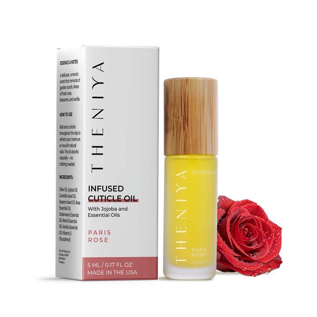 Organic Cuticle Oil Made in USA | Hydrating Roll-On Nail & Cuticle Oil with Jojoba Oil & Vitamin E | Vegan, Cruelty-Free | 5mL Travel Sized (Rose Fragrance)