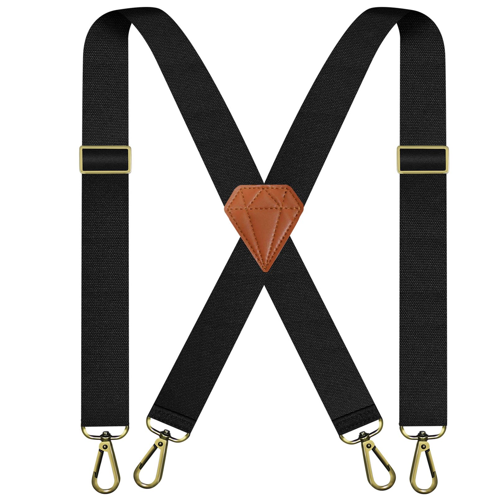 Nfijnlt Black Suspenders for Men Heavy Duty Elastic, 1.5 Inches Mens Suspenders for Jeans, Adjustable Work X-Back Men's Suspender for Dress Pants