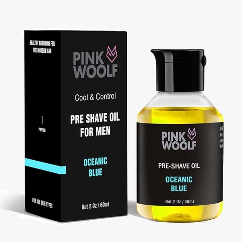 Pink Woolf Pre Shave Oil for Men - Oceanic Blue Beard Softener for Smooth Shaving - 2 Fl Oz