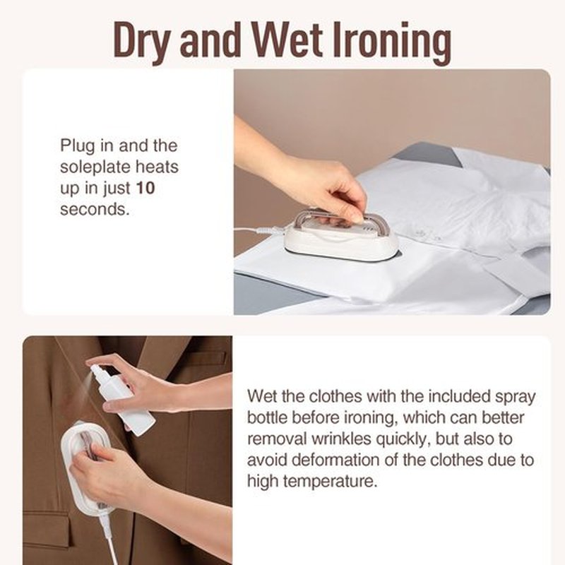 Skiennix Mini Travel Iron - Portable 100-230V Dry Iron with Non-Stick Soleplate | Ultra-Lightweight for Sewing & Quilting