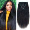 CiTake Kinky Straight Clip in Hair Extensions Real Human Hair 18 Inch 100g/8pcs Yaki Straight Clip ins for Black Women 10A Brazilian Virgin Human Hair Clip in Extensions Double Weft Natural Black