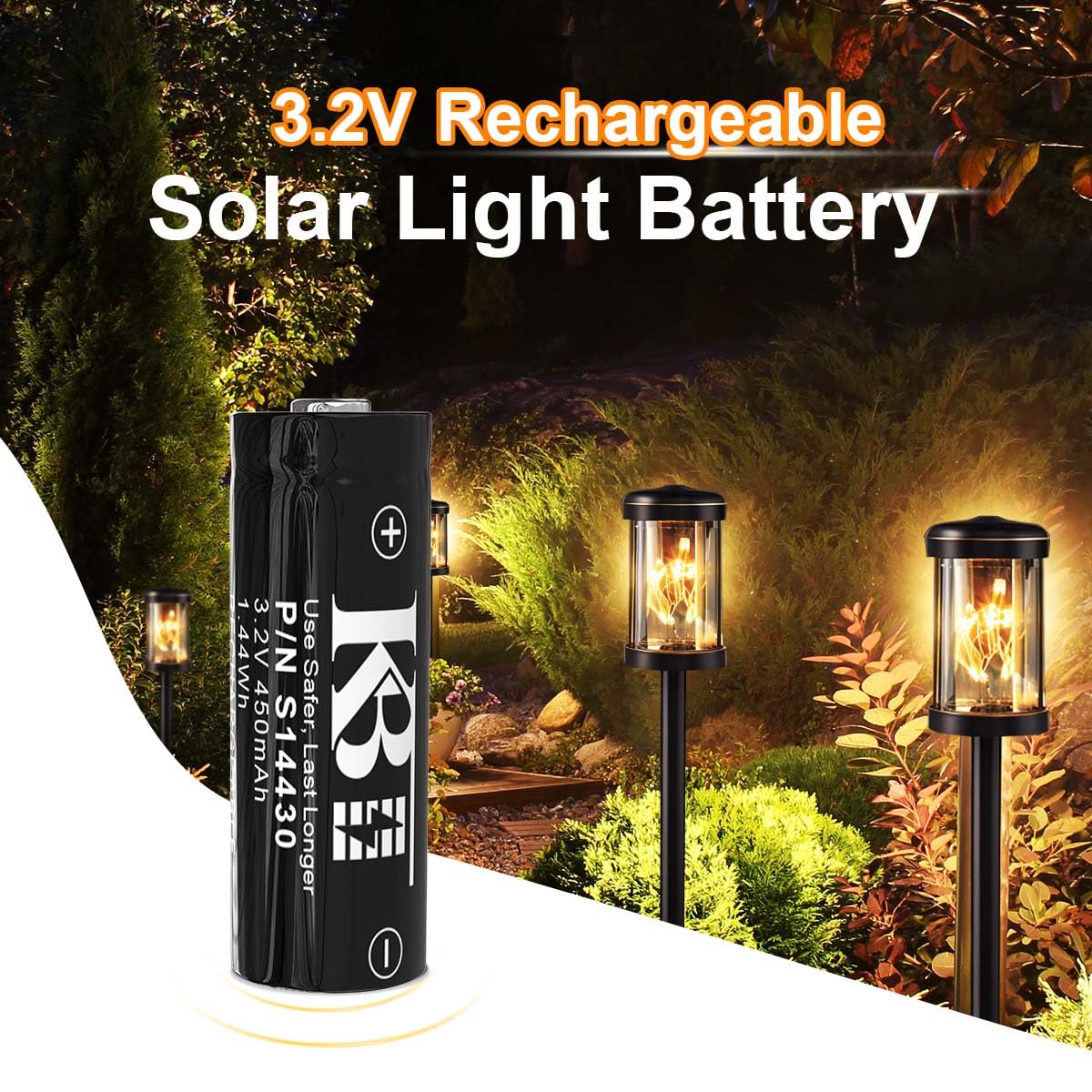 KBT 3.2 V 14430 LiFePO4 Battery, 4Pack 14430 450mAh 3.2 Volt Replacement Rechargeable Solar Batteries for Outdoor Solar Lights, Garden Landscape Lights, Solar Panel, Flashlight, Shaver