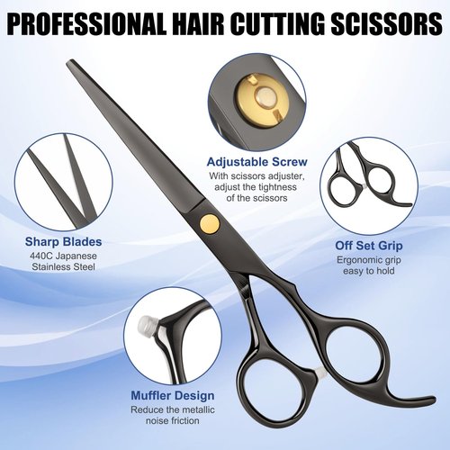 Hair Cutting Scissors Shears Kits, Professional Haircut Scissors Set with Thinning Shears, Stainless Steel Barber Scissors for Men, Women Kids Salon