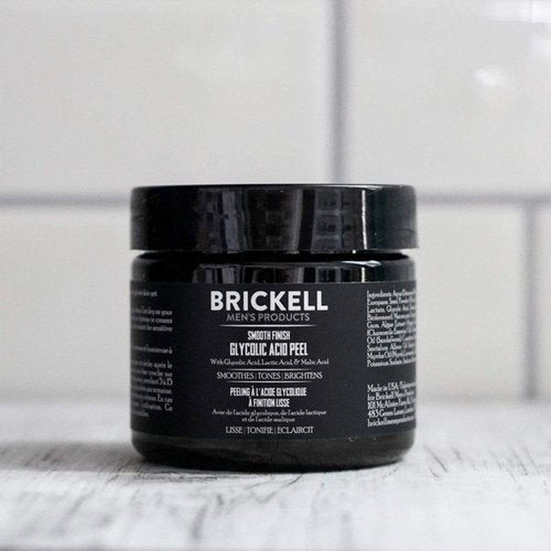 Brickell Men's Smooth Finish Glycolic Acid Peel For Men, Natural and Organic, Anti-Aging Peel for Wrinkles, 2 Ounce, Scented