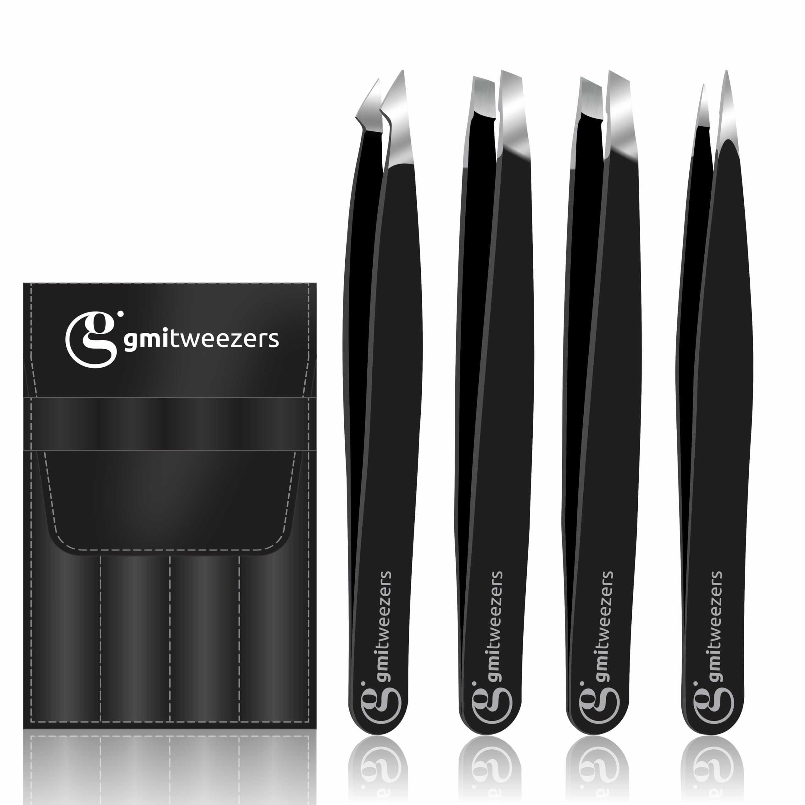 Professional Eyebrow Tweezers Set of 4 – Stainless Steel Precision Tweezers Kit for Facial Hair Removal, Ingrown Hair, Splinter & Eyebrow Shaping for Women & Men