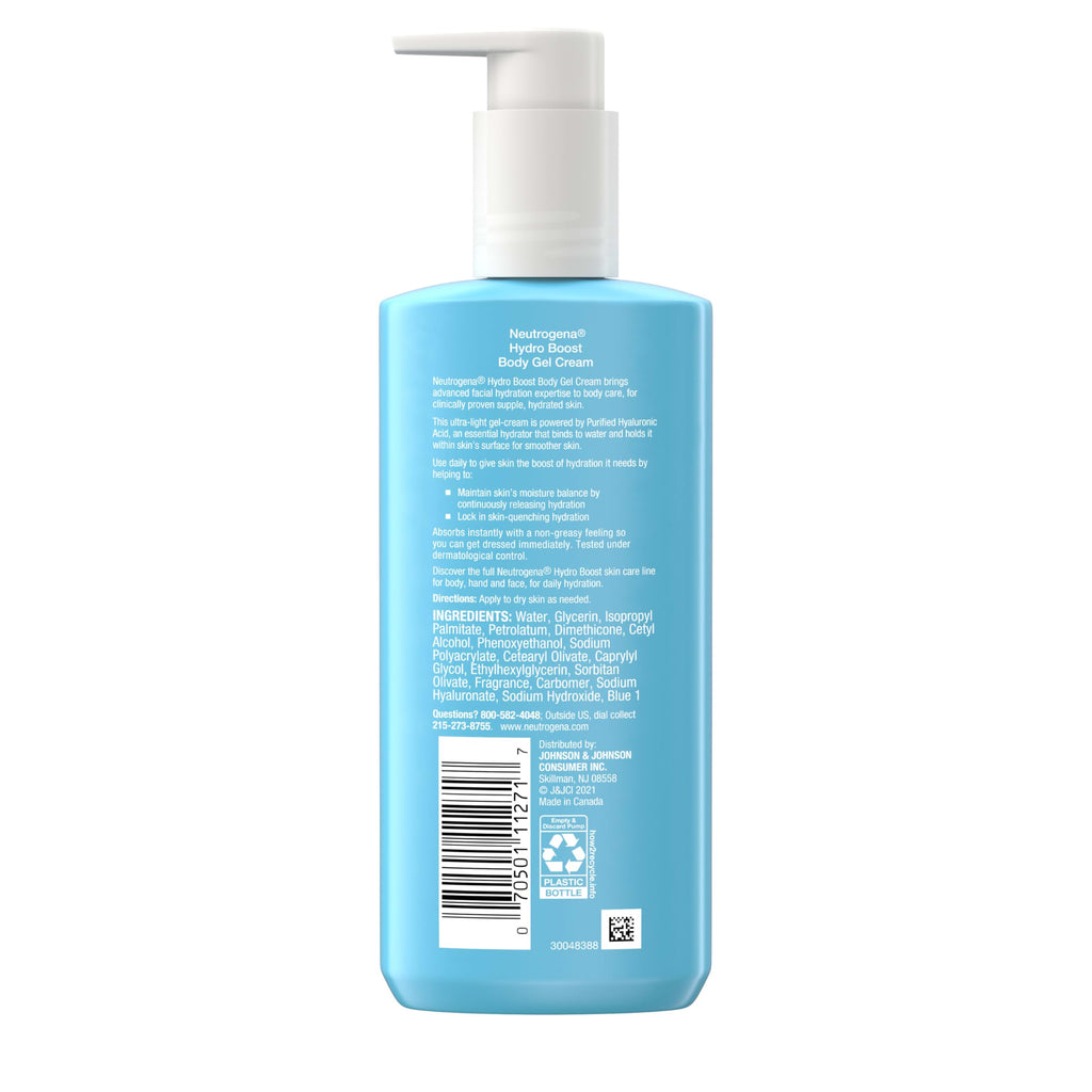 Neutrogena Hydro Boost Hydrating Body Gel Cream with Hyaluronic Acid, Instantly Quenches for Hydrated, Soft & Supple Skin, NonGreasy, Fast Absorbing Cream for Normal to Dry Skin, 8.5 oz, 12 Pack