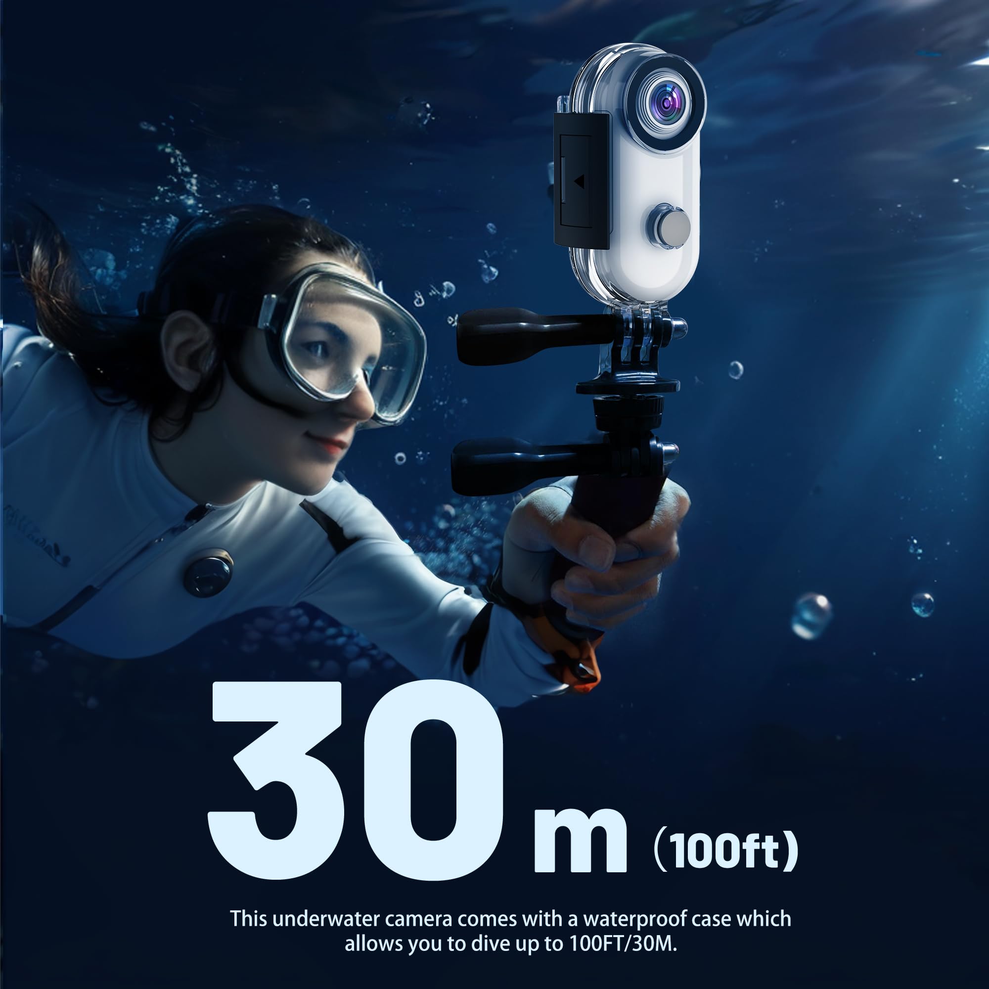 4K Mini WiFi Action POV Camera 128GB Thumb Portable Body Cam Wearable Video Recorder with IPX7 Waterproof Camcorder, Helmet Mount, Magnetic,Pocket Sport DV for Bike Cycling, Pet, Vlogging(White)