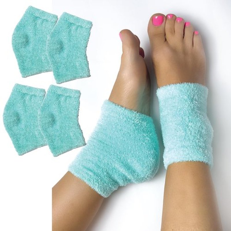 LE EMILIE 5 Toe Moisturizing Gel Socks | Perfect for Healing Dry Cracked Heels and Feet | Infused with Aromatherapy Blend of Lavender and Jojoba Oil | 1 Pair (Green Heel)