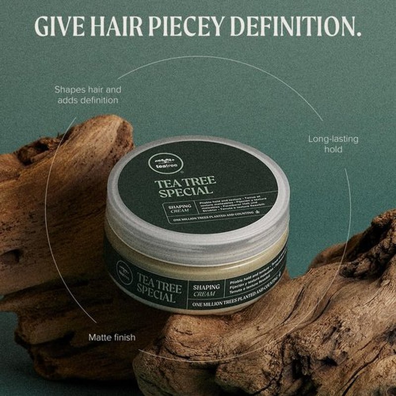 Tea Tree Shaping Cream - Long-Lasting Hair Styling Cream with Matte Finish for All Hair Types