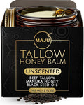 MAJU Beef Tallow Manuka Honey Balm, Unscented (2 oz), Grass-Fed Beef Tallow for Skin with Organic Black Seed Oil, Manuka Honey and Organic Beeswax, Skin and Face Moisturizer for Deep Hydration