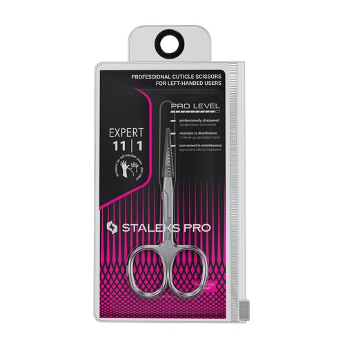 Staleks Pro EXPERT 11 Cuticle Scissors Type 1 – Left-Handed – Narrow Blades – Stainless Steel – Ergonomic Manicure Scissors