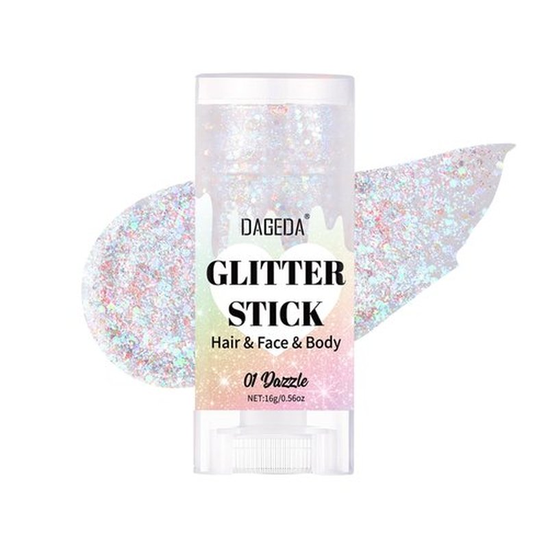 DAGEDA Dazzle Body Glitter Stick,Sparkly Face Glitter Makeup,Holographic Hair Glitters Mermaid Makeup Rave Outfits for Women, Shimmer Face Paint Stick Singer Concert Accessories