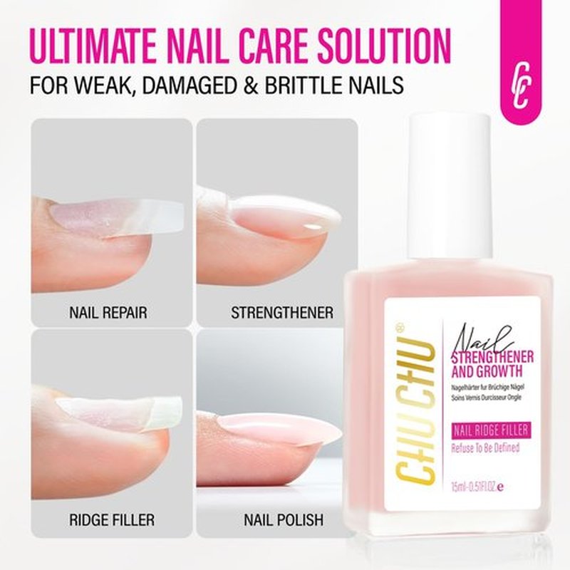 Protein Nail Strengthener for Gel Enthusiasts: Repair Thin Weak Peeling Nails After Acrylics Gel Removal - Nude Nail Hardener and Growth Treatment Ridge Filler Nude Polish