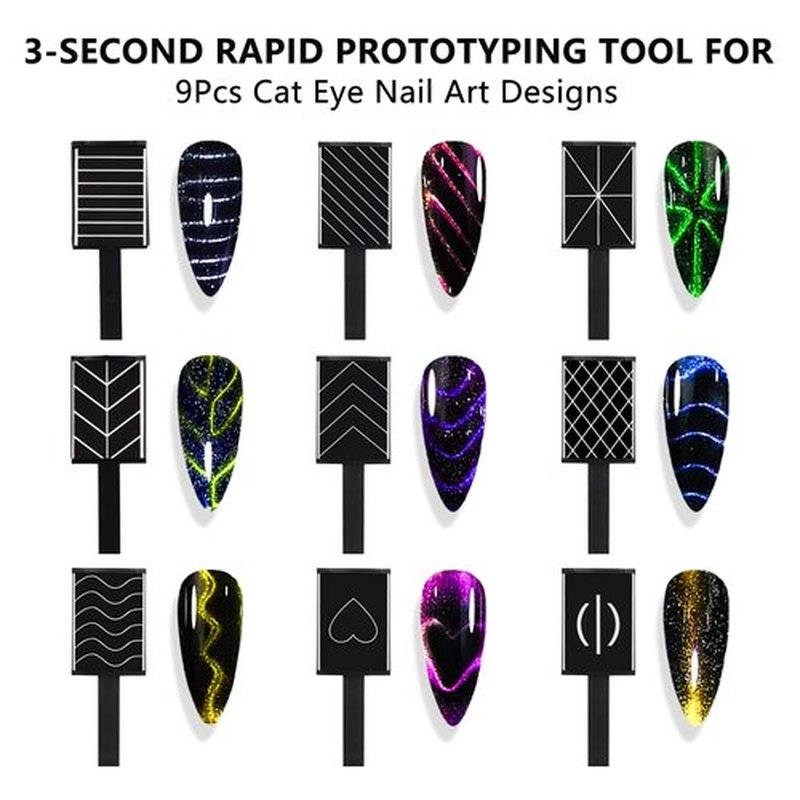 MOLILON 61Pcs Cat Eye Nail Magnet Tool Set, Cat Eye Heart Magnet for Nails, Cat Eye Gel Nail Polish Magnets, Strong Magnetic Tools Heart Cat Eye Magnet Tool for Nails DIY Manicure Designs