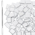 Sumind 101 Pack Metal Stickers for Eyeshadow Palette Set, Includes 1 Makeup Depotting Tool, Adhesive Empty Metal Makeup Colorful Palette Stickers(100 Pcs Square)