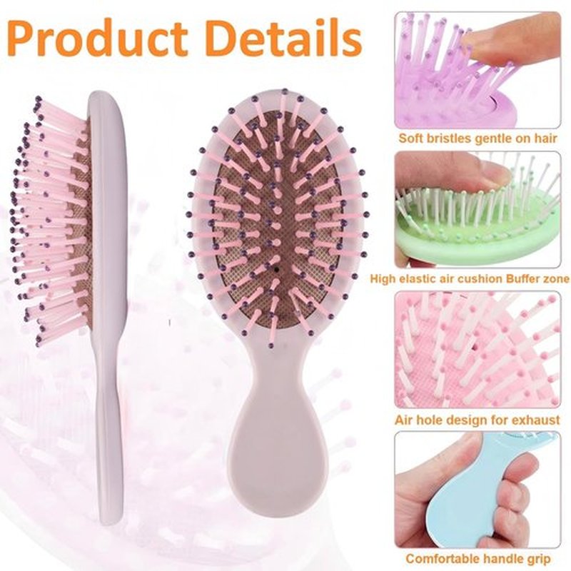 12 Pack Mini Hair Brush Bulk, Wet Hair Brush for Travel, Mini Brush for Most Hair Types, Compact Travel Hairbrush for Teens & Adults, Perfect for Bridesmaid Gifts, Party Favors