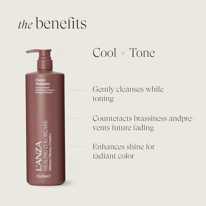 L'ANZA Healing Colorcare Purple Shampoo - Neutralizes Brass & Brightens Blonde | Sulfate-Free, Moisturizing