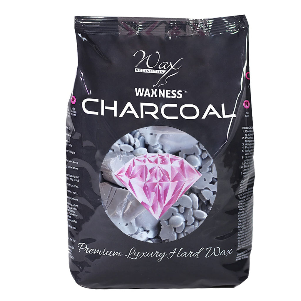 Waxness Charcoal Wax Starter Kit with Metallic Heater, 1.1 lb (500 g) Stripless Hard Wax Beads – Professional Use – Made in Italy