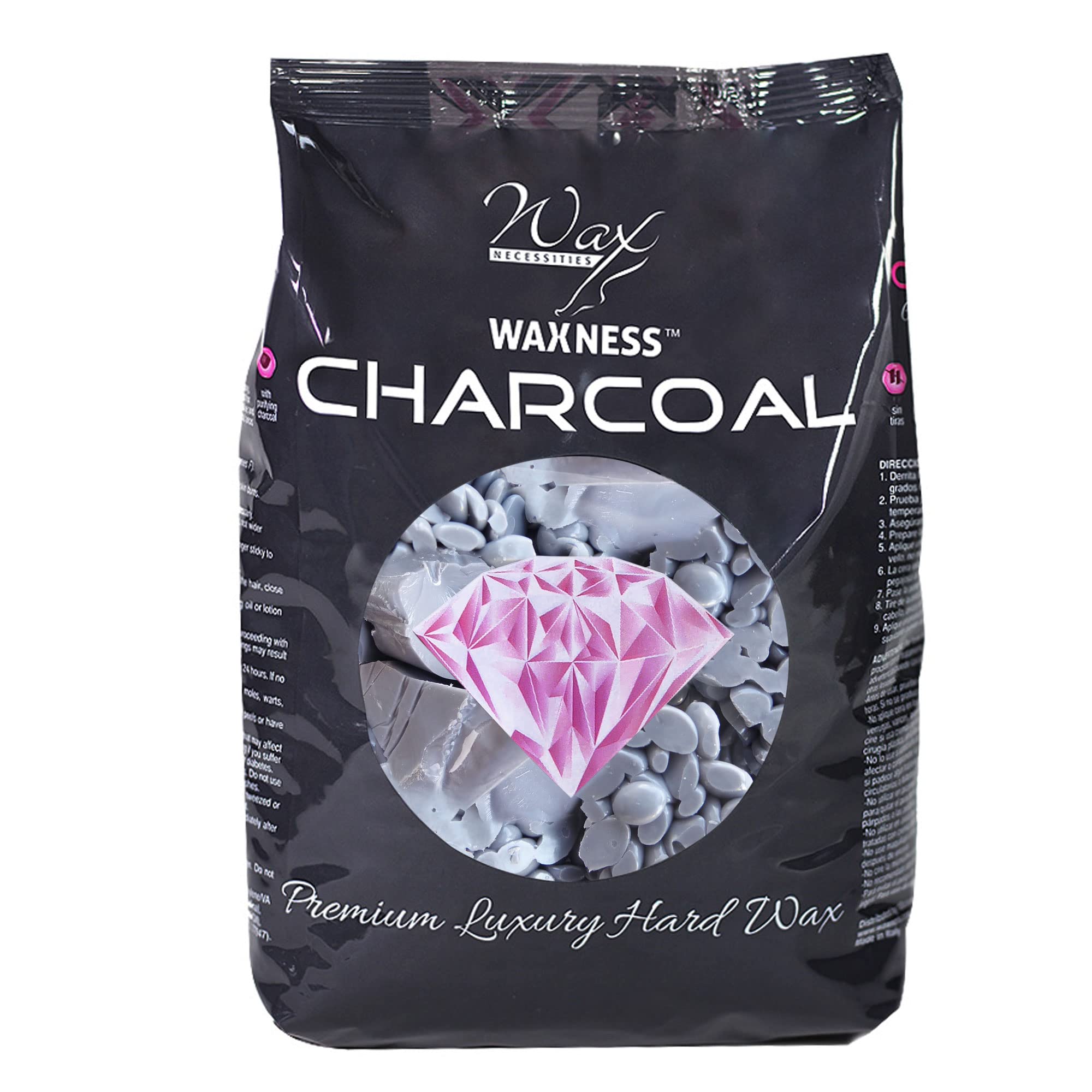 Waxness Charcoal Wax Starter Kit with Metallic Heater, 1.1 lb (500 g) Stripless Hard Wax Beads – Professional Use – Made in Italy