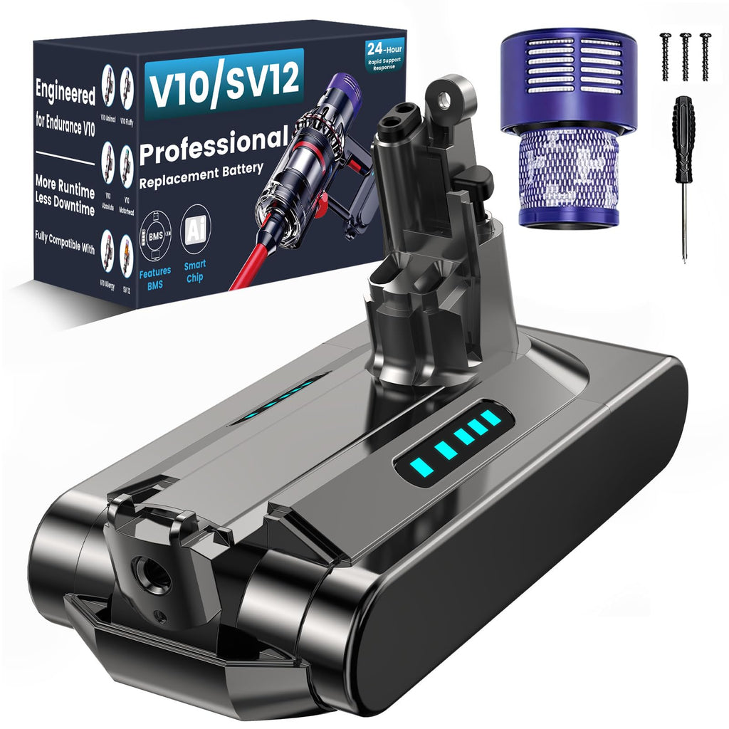Ecovoltix V10 Battery Replacement Compatible with Dyson V10 Animal Absolute Fluffy Motorhead Cyclone SV12 Series Vacuum