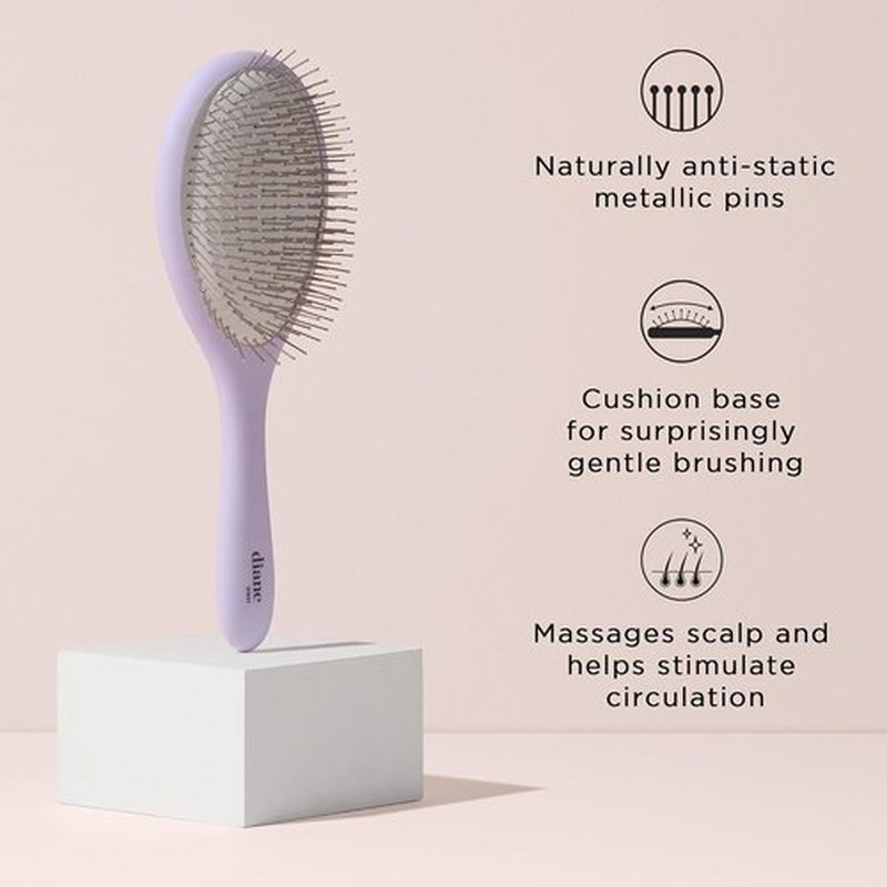 Diane Metallic Pin Detangler Hair Brush - Anti-Static Brush for Wet/Dry Hair, Gently Massages Scalp & Smooths Frizz