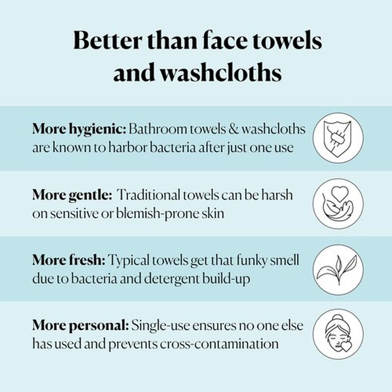 Sky Organics - Gentle Clean Face Towels (1-Pack) - 50 XL Single-Use Face Wipes - Ultra Soft & Dual Textured - Disposable Towel - Makeup Remover Wipes - Cruelty Free - Skin Care Tools - Self Care