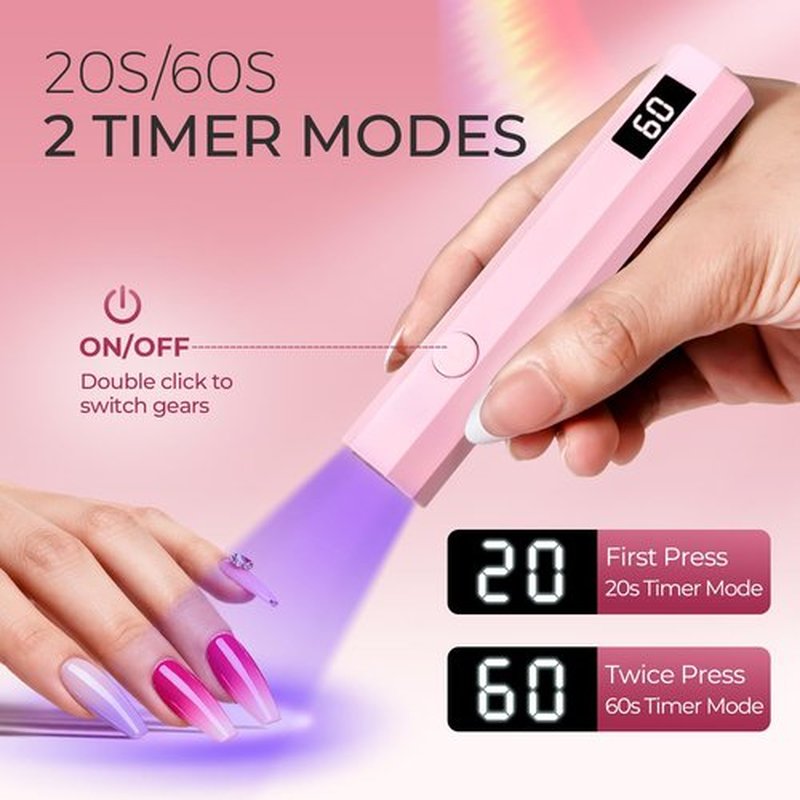 mlogiroa UV Nail Lamp with Stand Foldable,360°Adjustable Rotation,Portable,Relax Hands,Pink Flash Cure Lamp,for Gel Polish Home DIY Salon Women Painting Manicure