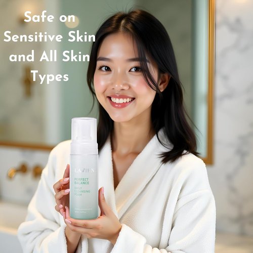 LAVIEN Perfect Balance Daily Cleansing Foam - Gentle Face Wash & Makeup Remover for All Skin Types | 5.97 Fl Oz (150ml)