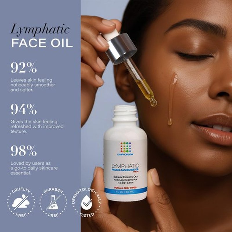 Bruizex Lymphatic Drainage Oil for Face & Neck Massage, Coconut & Jojoba Oil for Skin Facial Oil for Gua Sha or Jade Roller, Boosted with Vitamins E & C, Hyaluronic Acid & Retinol - 1 Fl Oz