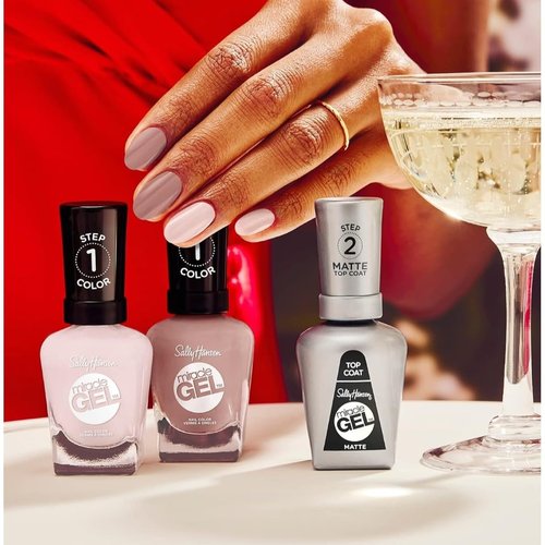 Sally Hansen Miracle Gel Holiday Salon Quality Nail Polish | Gel-Like Formula, Two-Step System, No UV Light Needed, Long Lasting | Opaque, Glittery |915 Dreams Crumb True | Rich Brown Nail Polish