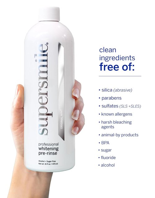 Supersmile Whitening Pre-Rinse - Clinically Formulated Mouthwash for Teeth Whitening & Fresh Breath - Alcohol-Free (16 Fl Oz)