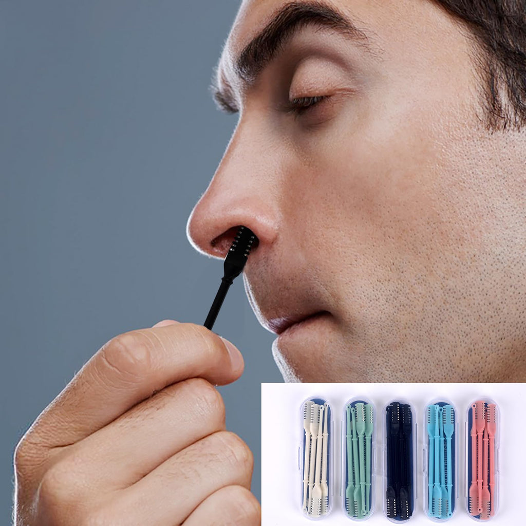 Paidiem 20Pcs Nose Hair Trimmer, Nasal Hair Cutter, Nasal Hair Cutter Manual, Manual 360° Rotating Nostril Hair Removal Tool Double Sided Nose Hair Blade for Women Men Personal Cleaning, 5 Colors