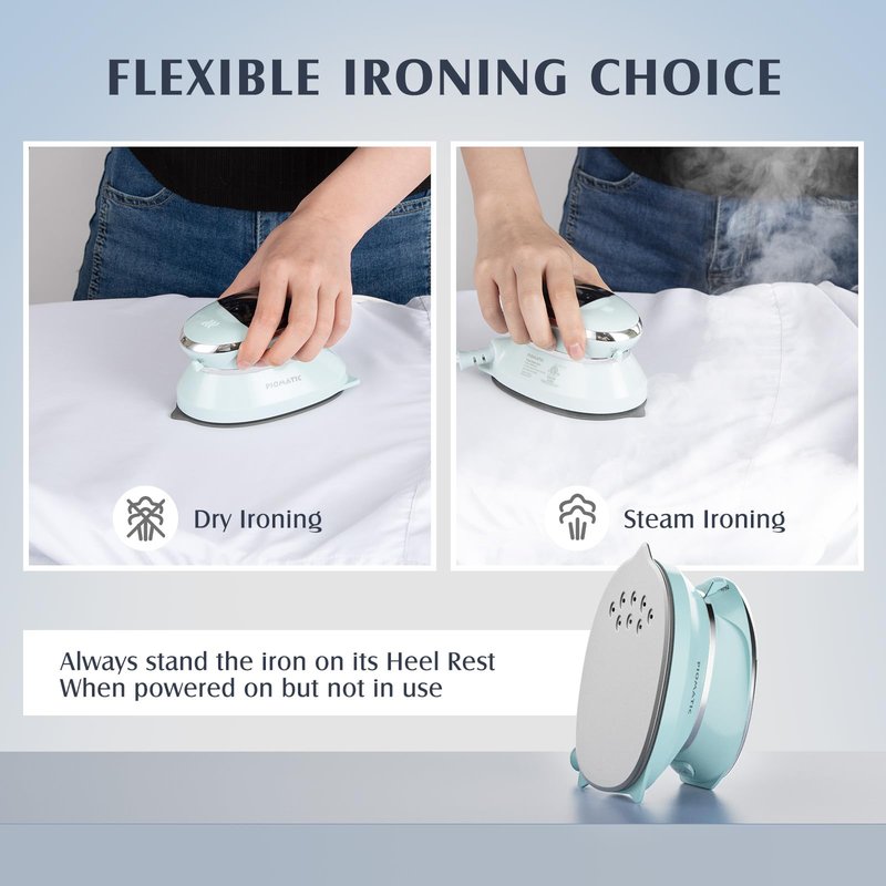 PIOMATIC Travel Iron Mini with Steam for Clothes with Dual Voltage, Portable Mini Ironing Machine with Non-Stick Soleplate, Small Iron for Sewing, Quilting and Handcraft