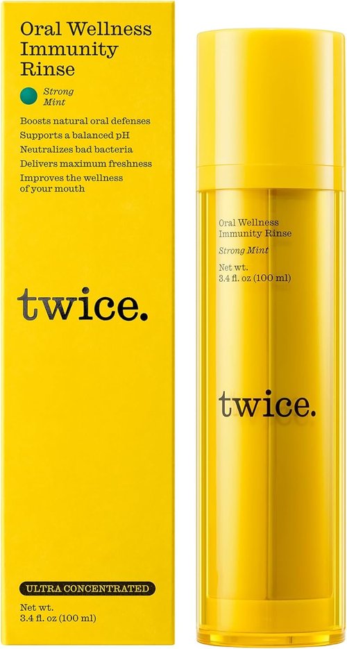 Twice Immunity Mouthwash - pH Balanced, Alcohol-Free, Ultra Concentrated, Strong Mint Flavor | 3.4oz, 70 Uses