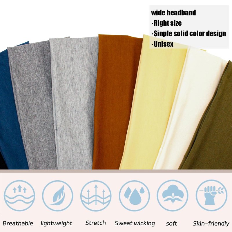 Yeshan Wide Headbands For Women Stretch Boho Head Bands Large Turban Sweatbands Workout Yoga Running Hairband,Pack of 8