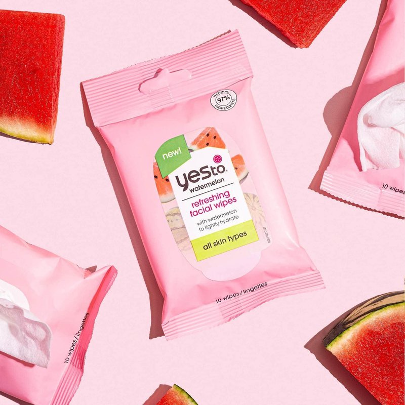 Yes To Watermelon Facial Wipes - Hydrating & Refreshing Formula for Clean Skin | 10 Count