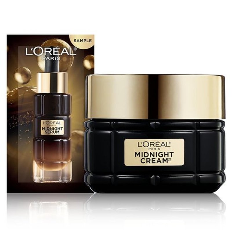 L'Oreal Paris Age Perfect Anti-Aging Midnight Cream - Firming Face Moisturizer, 1.7oz + Serum Sample