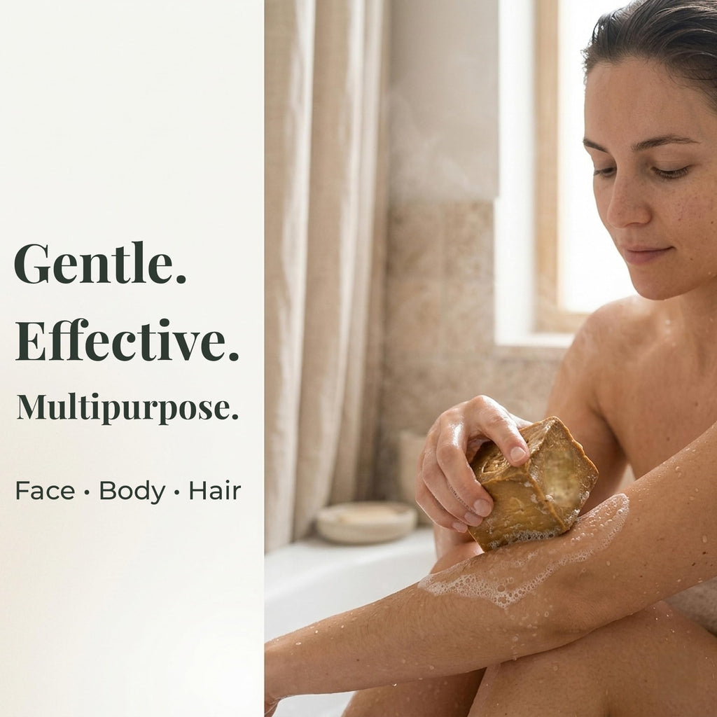 Sobeautis Natural Aleppo Soap - 100% Pure Olive Oil, Handmade & Gentle on Skin, Moisturizing for Sensitive & Oily Skin, Eco-Friendly & Vegan, Versatile for Face, Body & Hair