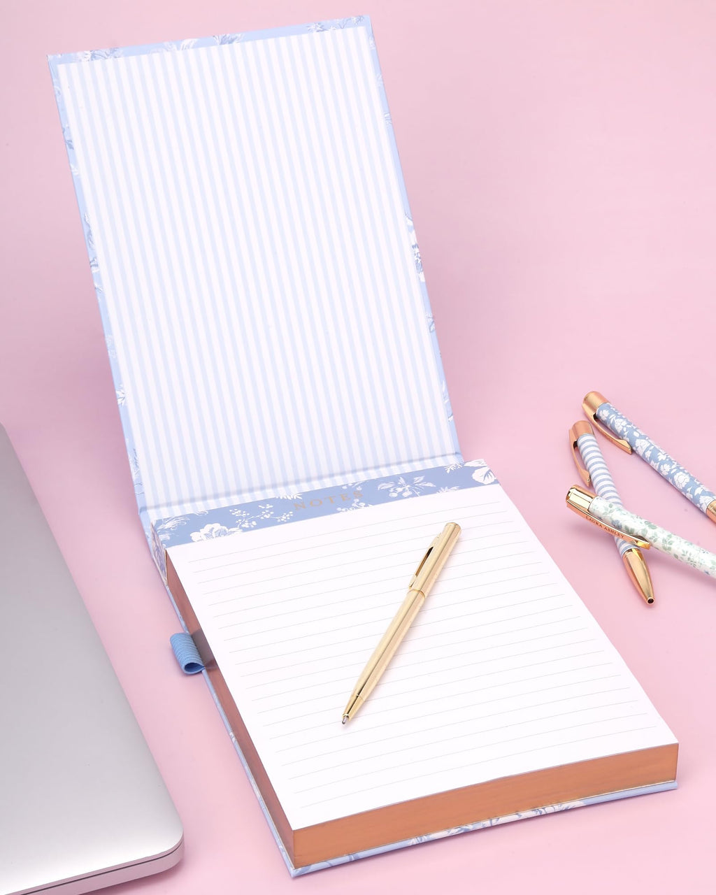 Laura Ashley Heirloom Cottage Flip Pad with Pen – 6x8.25 Inch Thick Notepad, Sturdy Hardcover, Lined Perforated Pages, Elastic Pen Holder, Elegant Writing Pad