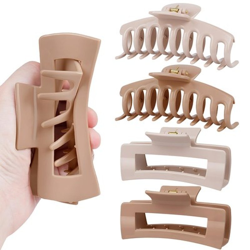 TOCESS Nylon Hair Claw Clips: Flexible & Unbreakable Safe Large Hair Claws for Thick/Thin Hair Women - Strong Hold 4 Pack 4.3 Inch Big Jaw Clips