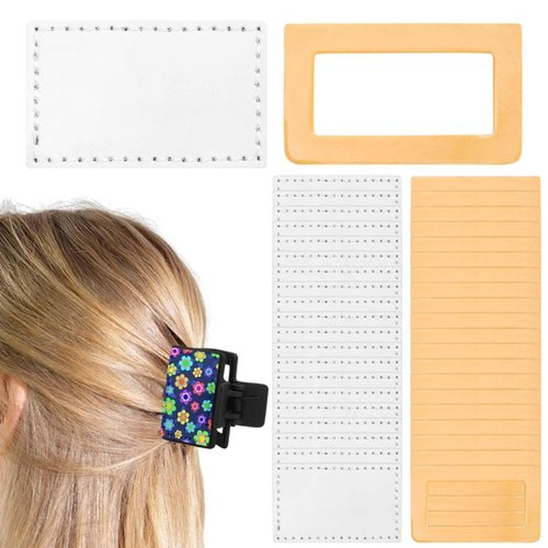 20 Pack Thin Hair Claw Clips Cover Sublimation Blanks 1.8 Inch PU Leather for Thin Hair Including 20 Pcs Strong Double-sided Adhesive