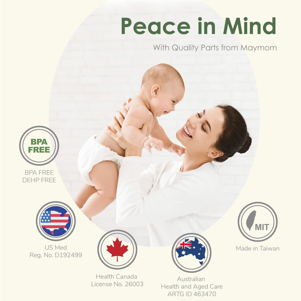 Maymom Backflow Protector, Long Stem, Compatible with Spectra S1, S2 and 9 Pumps, Compatible with Medela Flanges and Medela Parts; 2pc
